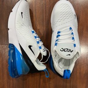 Nike White and Blue Air Max 270 Sneakers
